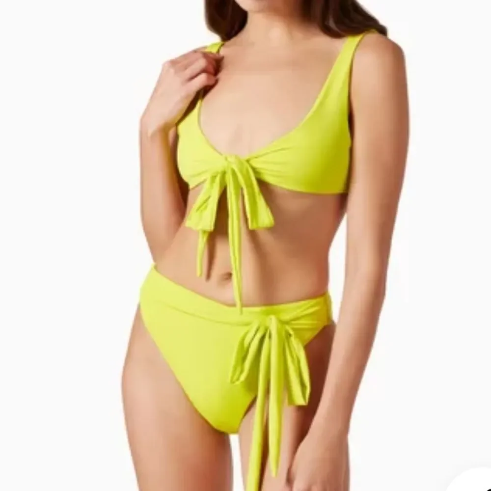 NWT Good American Styled 10-Way Electric Yellow Glam Feminine Girly Bikini Set